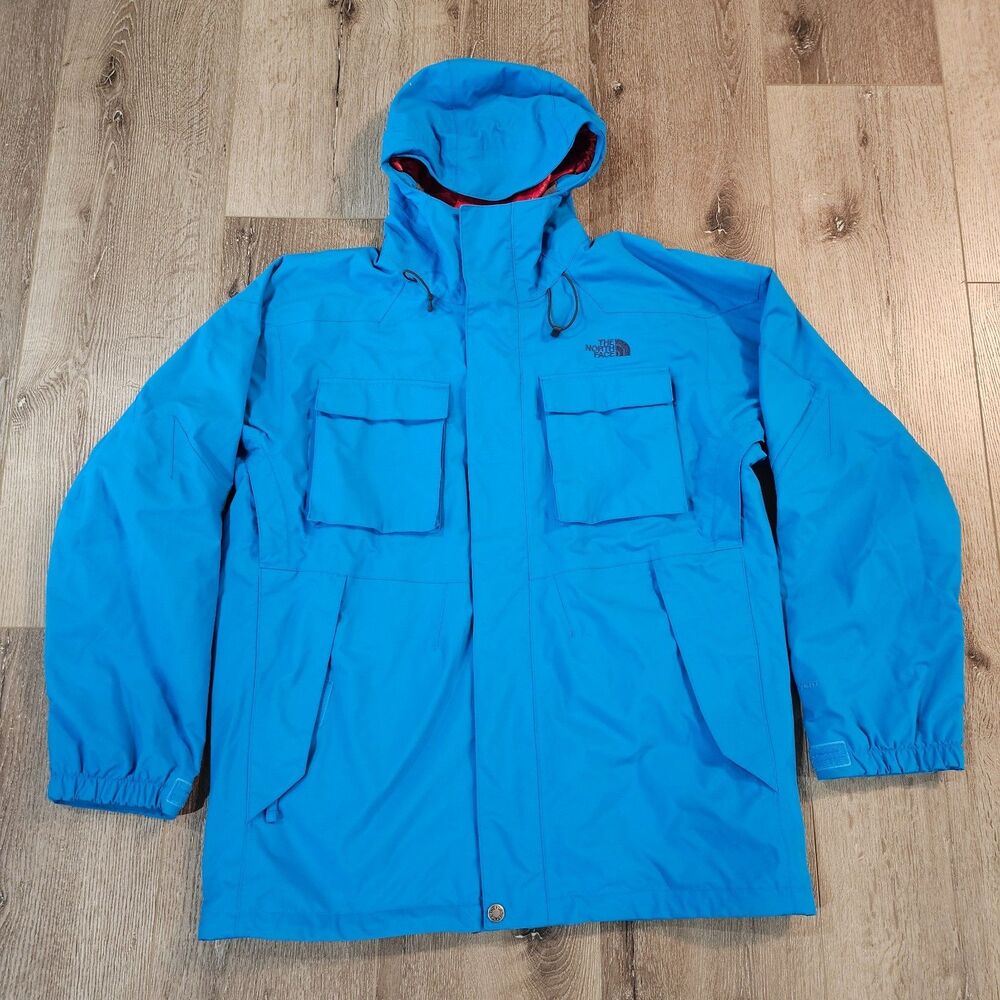 North Face HyVent Insulated Hooded Jacket Mens L Blue Waterproof Coat